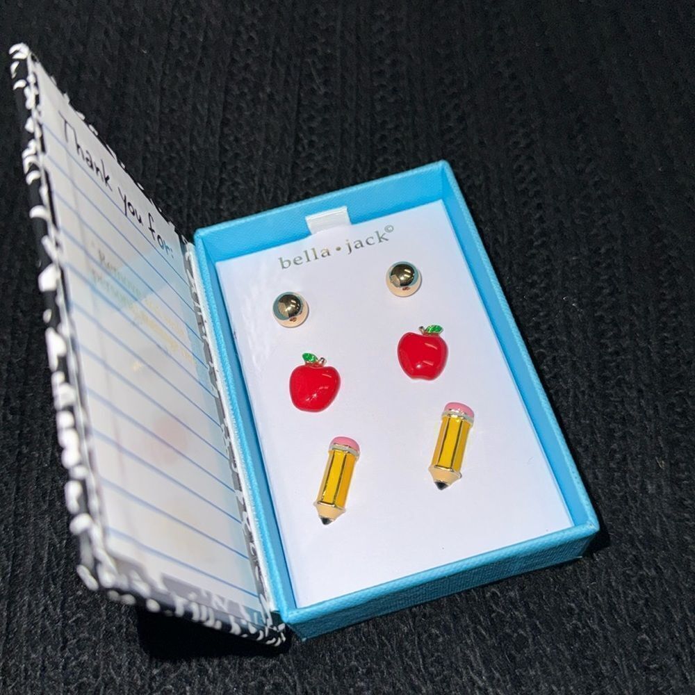 Bella.Jack marble notebook earring trio